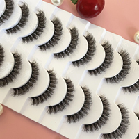 Bulu mata Mink imitasi gaya baru 12mm 3D bulu mata Super halus grosir bulu mata garis penuh buatan tangan alami Label pribadi