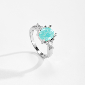 FUAMAY 2025 élégant Boho bijoux en laiton cuivre deux tons Tri pierre côté pierres ovale opale anneau Chic Festival élégant sophistiqué - Product Image 3