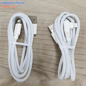 สายชาร์จ <span class=keywords><strong>USB</strong></span> A เป็น Lightning รูปตัว L ทนทานต่อการงอ สีขาว แบบถัก 1 ม. 1.5 ม. 2 ม. 3.28 ฟุต ขายส่งสำหรับ iPhone - Product Image 5