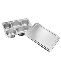 Plateau de service personnalisé avec logo, nouveau modèle, 28*22*6cm, durabilité, acier inoxydable 304, SUS304, plateau alimentaire, boîte à lunch