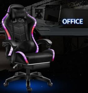 Fauteuil de jeu inclinable Fauteuil de jeu massant RVB avec lumières Fauteuil de course Predator en cuir avec repose-pieds - Product Image 3