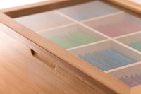 Boîte à thé en bambou naturel, organisateur de rangement, taille plus grande, capacité de 120+ sachets de thé debout ou plats, 8 compartiments ajustables