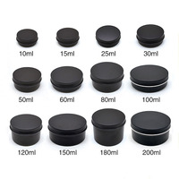 Pot cosmétique vide en aluminium noir mat de 60 ml (2 oz) avec couvercle à vis en métal rond, 60 g, avec impression sérigraphique