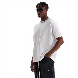 High Quality Men's 100% Cotton Knitted Crop Oversized Heavyweight 300GSM Boxy Fit Blank Custom Logo Letter Breathable Streetwear - Product Image 4