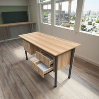 Bureau double moderne en métal pour enseignant, mobilier universitaire avec plateau en MDF pour école et bureau - Vente en gros