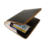 Dompet Pendek Tempat Kartu Kredit Kulit Asli Coklat Retro Vintage Pria Dompet Minimalis Kulit Sapi untuk Pria