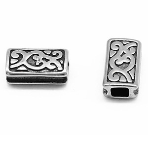 yunnique Stainless Steel Rectangular <b>Spacer</b> Beads With Retro Pattern For Bracelet Making DIY Jewelry Accessories - Product Image 4
