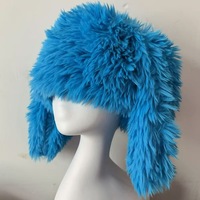 Chapeau Bob d'Hiver en Gros Couleur Bonbon, en Peluche Moelleuse avec Oreilles de Lapin, Chapeau Chaud Amusant et Mignon avec Oreilles