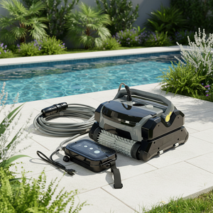 Robot de nettoyage de <span class=keywords><strong>piscine</strong></span> filaire de <span class=keywords><strong>niveau</strong></span> professionnel avec chariot de transfert robuste et écran filtrant - Product Image 2