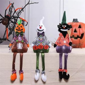 Elegante Adorno de Mesa para Fiesta de Halloween con Muñecas Colgantes Iluminadas en Blanco y Negro - Product Image 4