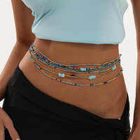 Chaîne de taille multicouche en perles de rocaille du Ghana et pierres concassées, bijou de corps bohème pour la plage et le bikini, pour femme, été, vente en gros