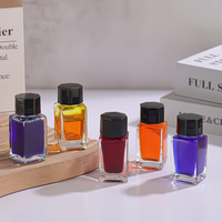 Transparent 18ml vide recharge Rectangle encrier verre pot d'encre peinture colorant bouteille d'encre avec bouchon noir