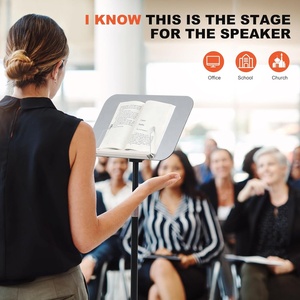 Pupitre de sol portable pour discours et présentations avec <span class=keywords><strong>support</strong></span> noir, tableau gris et hauteur réglable pour ordinateur portable et <span class=keywords><strong>livre</strong></span> - Product Image 3