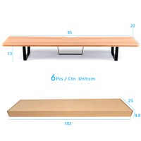 Support pour écran d'ordinateur portable en bois double avec pieds inclinés pour meubles de bureau à domicile Écran 13 "~ 32"