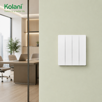 Interrupteur mural Kolani British Standard 90x86mm blanc mat, 4 boutons, 2 voies, 10AX 250V, norme britannique