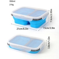 Boîte à lunch en silicone de qualité alimentaire, contenants de stockage alimentaire en silicone pliables, boîte à lunch rectangulaire pliable