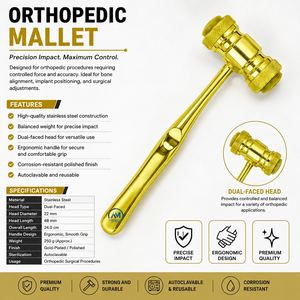 Instrumentos Médicos Al Mida, Martillo Ortopédico para Huesos, Color Dorado, Herramienta Quirúrgica Manual, Clase II, Certificado CE AMHC-R-258 ISO13485 - Product Image 6