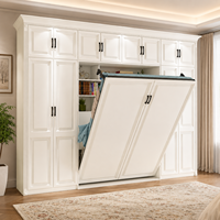 Lit Murphy convertible en acier et bois, style moderne, taille King, vente directe d'usine, mobilier de chambre à coucher