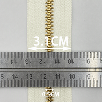 # Cremallera metálica de 5 dientes, chapada en titanio dorado, brillante, con cinta crema para ropa y bolsos