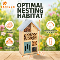 Maison à insectes en bois de pin pour l'extérieur avec toit en métal galvanisé, hôtel à abeilles décoratif pour le jardin, habitat pour la faune sauvage, sanctuaire