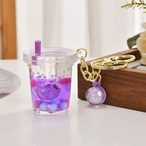 Wholesale Creative Glowing Milk Tea Cup Keychain - Cute Pendant <b>Bag</b> Charm Novelty Accessory for Gifts DIY Decor - Product Image 5