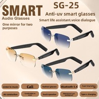 Nouvelles lunettes de soleil intelligentes SG25 Fashion Black-Tech, contrôle tactile, charge Type-C, appels, prise de photos, sans fil