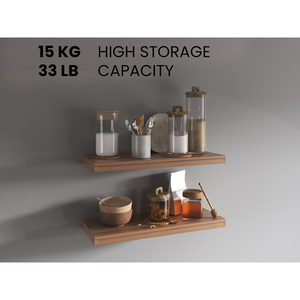 Ecco 31.5 Inch Wide <b>Floating</b> Shelves Set Of 2 Wall Mount Book Storage For Bedroom Bathroom Decor - Product Image 6