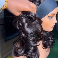 Peluca de Cabello Humano Virgen Indio de Doble Trama SDD, Densidad Completa, HD, Sin Pegamento, con Encaje, Corta, con Diadema, para Mujeres Negras
