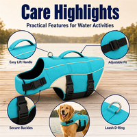 Gilet de sauvetage pour chien avec poignée et sangles réglables pour la natation, la navigation de plaisance, la plage et la sécurité aquatique