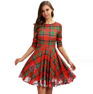 Christmas series clothing hot style digital printing women's tailor dress versatile fashion A-line skirt hot sale