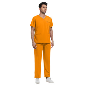 Conjunto de Uniforme Médico para <span class=keywords><strong>Hombre</strong></span> con Logotipo Personalizado, Secado Rápido, Transpirable, Cuello en V, <span class=keywords><strong>Pantalones</strong></span> con Múltiples Bolsillos - Product Image 1