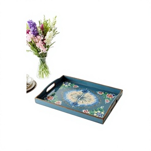 <b>Large</b> Rectangular Wooden Tray Breakfast Lunch Serving Handicrafts Custom <b>Printed</b> Painted Lacquer Coated Eco-Friendly Dishwasher - Product Image 2