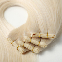 Extensiones de Cabello Humano Rubio Blanco de Doble Trama, Nuevas, de Lujo, con Trama Plana Mini Genius, Reemplazo de Trama Cosida a Mano