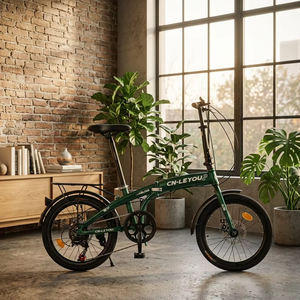 <span class=keywords><strong>Bicicleta</strong></span> <span class=keywords><strong>Plegable</strong></span> Urbana de 20 Pulgadas, Cuadro de Aleación de Aluminio, Color Verde Oscuro Metálico, Ligera, Frenos Dobles en V, Reforzada en la Parte Trasera - Product Image 6