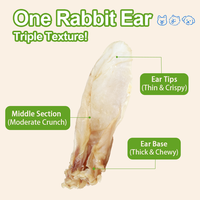 Friandises pour chiens en oreilles de lapin séchées à l'air, sans poils, naturelles, à mâcher pour animaux de compagnie, nettoient la plaque dentaire et le tartre, approvisionnement direct usine
