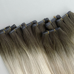 Extensiones de Cabello Rizado Humano Grado 12A No Remy R3T8 Balayage para Coser a Máquina Genius Weft - Product Image 1