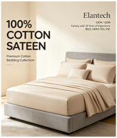 Parure de lit en coton 100% - Housse de couette et drap en coton satiné - Linge de lit en coton