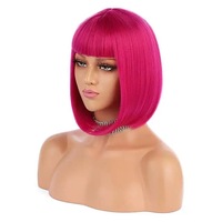 Wig Pesta Bobo Pendek Biru untuk Cosplay, Dapat Disesuaikan, Berbagai Warna, Grosir