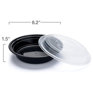Contenants à emporter noirs jetables sans BPA, micro-ondables, personnalisables, avec couvercles dôme en plastique à ouverture facile, 16oz, 24oz, 32oz, 37oz, 48oz - Product Image 3