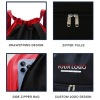 Sac à dos à cordon personnalisé avec logo, fabrication OEM ODM, vente en gros directe d'usine, étiquettes privées, compartiment à fermeture éclair en bas, poches latérales