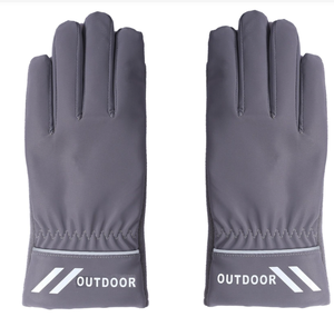 DFSG1221 กีฬาขี่จักรยานกลางแจ้ง สีดำ สีเทา สีน้ำเงินเข้ม ถุงมือแบบเต็มนิ้ว ถุงมือสะท้อนแสง ด้านในบุขนแกะ - Product Image 4