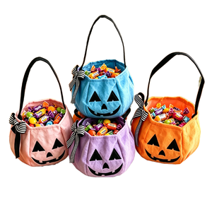 Bolsa de Calabaza de Peluche con Lazo para Niños, Cubo de Almacenamiento de Dulces para Halloween, Festival de Fantasmas, Fiesta, Disfraz - Product Image 2
