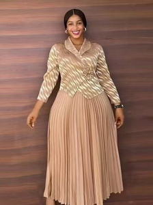 Elegante vestido Miyaki de gama alta para damas, plisado francés, cuello con muescas, decoración de volantes de dos piezas de imitación, estilo informal para primavera - Product Image 5