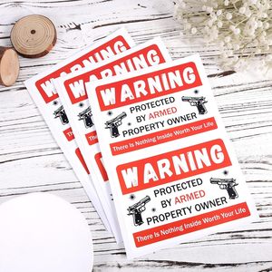 Segno di pistola per la <span class=keywords><strong>sicurezza</strong></span> della casa, impermeabile facile da leggere protetto dal proprietario di proprietà armato etichetta <span class=keywords><strong>privata</strong></span> per casa giardino giardino - Product Image 4
