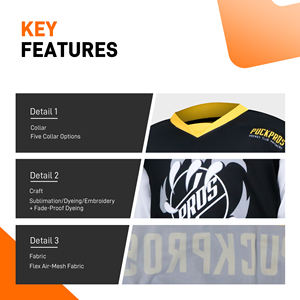 专业品质耐用环保速干涤纶冰球球衣男式比赛服定制球队标志热转印冰球 - Product Image 3