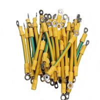 Kabel Harness Pembumian Kuning-Hijau, Kabel Jumper Terminal Cincin dengan Selubung Susut Panas untuk Sambungan Pembumian Kabinet