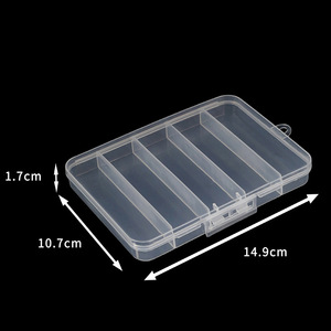 Transparent 5-Compartment Fishing Tackle Box 14.9x10.7x1.7cm Storage Case For Lures Parts Jewelry Medicine Desktop Organizer - Product Image 1