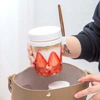 Bocaux à Avoine Portables avec Couvercle et Cuillère 300ml (10oz) – Contenants en Verre Type Mason pour Céréales et Petit-Déjeuner
