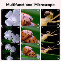Microscope portable en plastique en forme de dessin animé pour enfants Jumon avec lumière LED et loupe - Facile à transporter, observation des insectes pour enfants