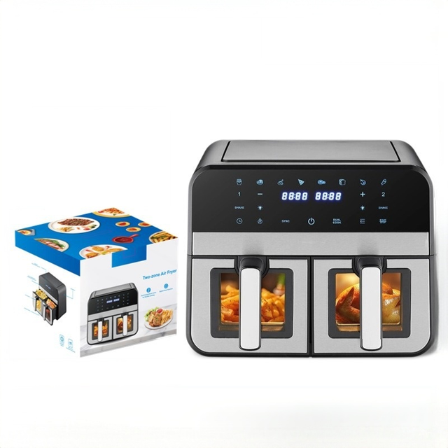 Household Dual Basket Air Fryer 10L Intelligent Touch Control Double Zone Air Fryer with Viewing Window